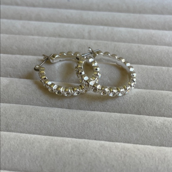 Dazzling Crystal Silver Hoop Earrings - Picture 1 of 11